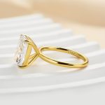 S925 Classic Yellow Gold Radiant Cut Simulated Diamond Engagement Ring For Women - Image 5
