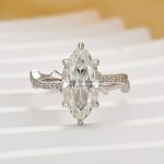 S925 Moissanite 3.0Ct Marquise Cut Twist Engagement Ring In Sterling Silver - Image 3