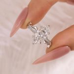 S925 Moissanite 3.0Ct Marquise Cut Twist Engagement Ring In Sterling Silver