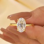 S925 Vintage 3.0 Ct Solitaire Oval Cut Hidden Halo Yellow Gold Engagement Ring In Sterling Silver