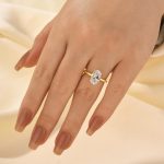 S925 Vintage 3.0 Ct Solitaire Oval Cut Hidden Halo Yellow Gold Engagement Ring In Sterling Silver - Image 2