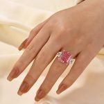 S925 Luxurious Pink Stone Radiant Cut Three Stone Engagement Ring In Sterling Silver - Image 2