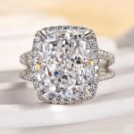 S925 Luxurious Split Shank Halo Cushion Cut Engagement Ring For Women In Sterling Silver - Image 3
