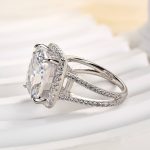 S925 Luxurious Split Shank Halo Cushion Cut Engagement Ring For Women In Sterling Silver - Image 4