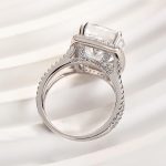 S925 Luxurious Split Shank Halo Cushion Cut Engagement Ring For Women In Sterling Silver - Image 5