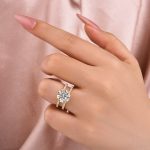 S925 Moissanite Split Shank Design 4.0Ct Round Cut Yellow Gold Engagement Ring - Image 2