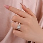 S925 Moissanite 3.0Ct Cushion Cut Split Shank White Gold Engagement Ring - Image 2