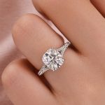S925 Moissanite 3.0Ct Cushion Cut Split Shank White Gold Engagement Ring