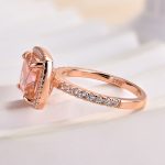 S925 Elegant Cushion Cut Synthetic Morganite Halo Engagement Ring In Sterling Silver - Image 4