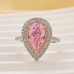 S925 3.5 Carat Double Halo Pear Cut Pink Engagement Ring In Sterling Silver - Image 6