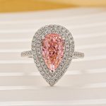 S925 3.5 Carat Double Halo Pear Cut Pink Engagement Ring In Sterling Silver - Image 3