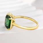 S925 Special Two Stones Design Emerald & Pear Cut Engagement Ring In Sterling Silver - Image 6