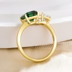 S925 Special Two Stones Design Emerald & Pear Cut Engagement Ring In Sterling Silver - Image 7