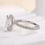S925 Luxurious Halo Cushion Cut Sona Simulated Diamond Engagement Ring In Sterling Silver - Image 5