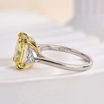 S925 Radiant Cut Yellow Stone Two-Tone Engagement Ring With Triangle Cut Side-stones - Image 8