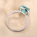 S925 Exquisite Halo Cushion Cut Cyan Blue Engagement Ring In Sterling Silver - Image 4