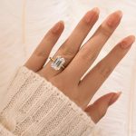 S925 5.0 Carat Yellow Gold Emerald Cut Solitaire Engagement Ring - Image 2