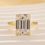 S925 5.0 Carat Yellow Gold Emerald Cut Solitaire Engagement Ring - Image 3