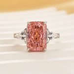 S925 5.0 Carat Pink Radiant Cut Three Stone Engagement Ring With Hidden Halo - Image 3