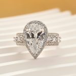 S925 Luxe 4.0Ct Pear Cut Halo Engagement Ring Travel Ring In Sterling Silver - Image 2