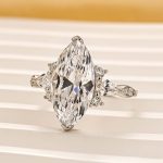 S925 4.0Ct Marquise Cut White Stone with Round & Marquise Cut Side Stone Engagement Rings - Image 4