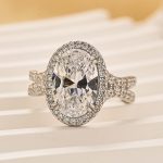 S925 3.0Ct Oval Cut White Stone Split Shank Pavé Halo Engagement Rings - Image 3