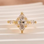 S925 Moissanite 2.0Ct  Marquise Stone with Two Designd Side Stone White Gold Engagement Ring - Image 6