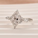 S925 Moissanite 2.0Ct  Marquise Stone with Two Designd Side Stone White Gold Engagement Ring - Image 3
