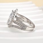 S925 Maxine Vintage Split Shank Halo 4.5Ct Pear Cut Engagement Ring In Sterling Silver - Image 4