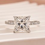 S925 Moissanite 3.0Ct Square Princess Cut White Gold Bridal Ring - Image 2