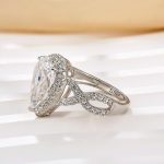 S925 4.0Ct Halo Pear Cut Twist Travel Ring In Sterling Silver - Image 5