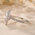 S925 3.0 Carat Stunning Halo Pear Cut Elegant Engagement Ring In Sterling Silver - Image 9