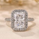 S925 Maxine Noble Halo Radiant Cut Engagement Ring - Image 5