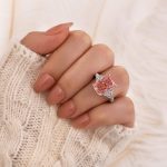 S925 5.0 Carat Pink Radiant Cut Three Stone Engagement Ring With Hidden Halo - Image 2