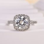 S925 Stunning Halo Round Cut Simulated Diamond Engagement Ring In Sterling Silver - Image 5