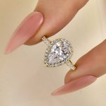 S925 Classic 2.2 Carat Simulated Diamond Pear Cut Halo Engagement Ring for Her - Image 3