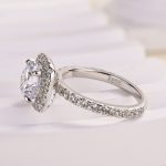 S925 Stunning Halo Round Cut Simulated Diamond Engagement Ring In Sterling Silver - Image 6