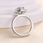 S925 Stunning Halo Round Cut Simulated Diamond Engagement Ring In Sterling Silver - Image 7