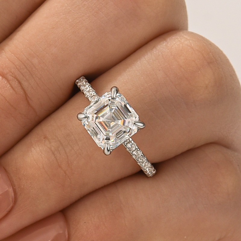 DSC-77852-1758787240 S925 Moissanite 2.5Ct Asscher Cut White Gold Engagement Ring - Image 1