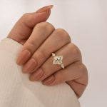S925 Moissanite 2.0Ct  Marquise Stone with Two Designd Side Stone White Gold Engagement Ring - Image 5
