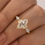 S925 Moissanite 2.0Ct  Marquise Stone with Two Designd Side Stone White Gold Engagement Ring - Image 4