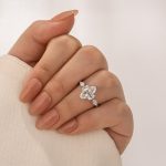 S925 Moissanite 2.0Ct  Marquise Stone with Two Designd Side Stone White Gold Engagement Ring - Image 2