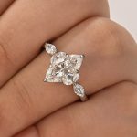 S925 Moissanite 2.0Ct  Marquise Stone with Two Designd Side Stone White Gold Engagement Ring