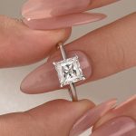 S925 Moissanite 2.0 Ct Princess Cut Solitaire White Gold Promise Ring For Women