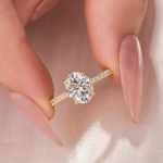 S925 Moissanite 2.0 Ct Oval Cut Yellow Gold Promise Ring For Women