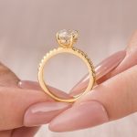 S925 Moissanite 2.0 Ct Oval Cut Yellow Gold Promise Ring For Women - Image 3