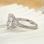 S925 5.0 Carat Radiant Cut Three Stone White Gold And Yellow Gold Engagement Ring With Hidden Halo - Image 7