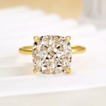 S925 Maxine Classic 5.5 Carat Cushion Cut Yellow Gold Travel Engagement Ring In Sterling Silver - Image 3