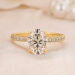 S925 Moissanite 2.0 Ct Oval Cut Yellow Gold Promise Ring For Women - Image 4