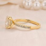 S925 Moissanite 2.0 Ct Oval Cut Yellow Gold Promise Ring For Women - Image 5